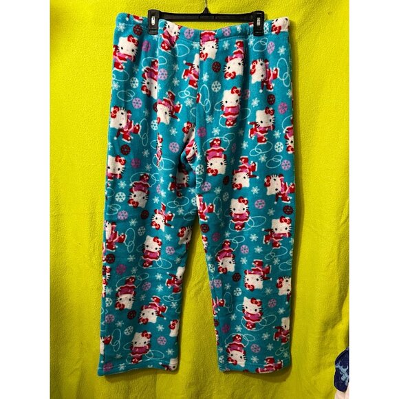 Hello Kitty Plush Holiday Winter Pajama Pants PJ Blue Sanrio XL drawstring - Picture 5 of 5